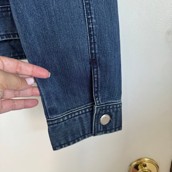 Chicos Womens Blue Jean Denim Jacket Size 1/Medium Dark Wash Stretch Cotton - Picture 5 of 10